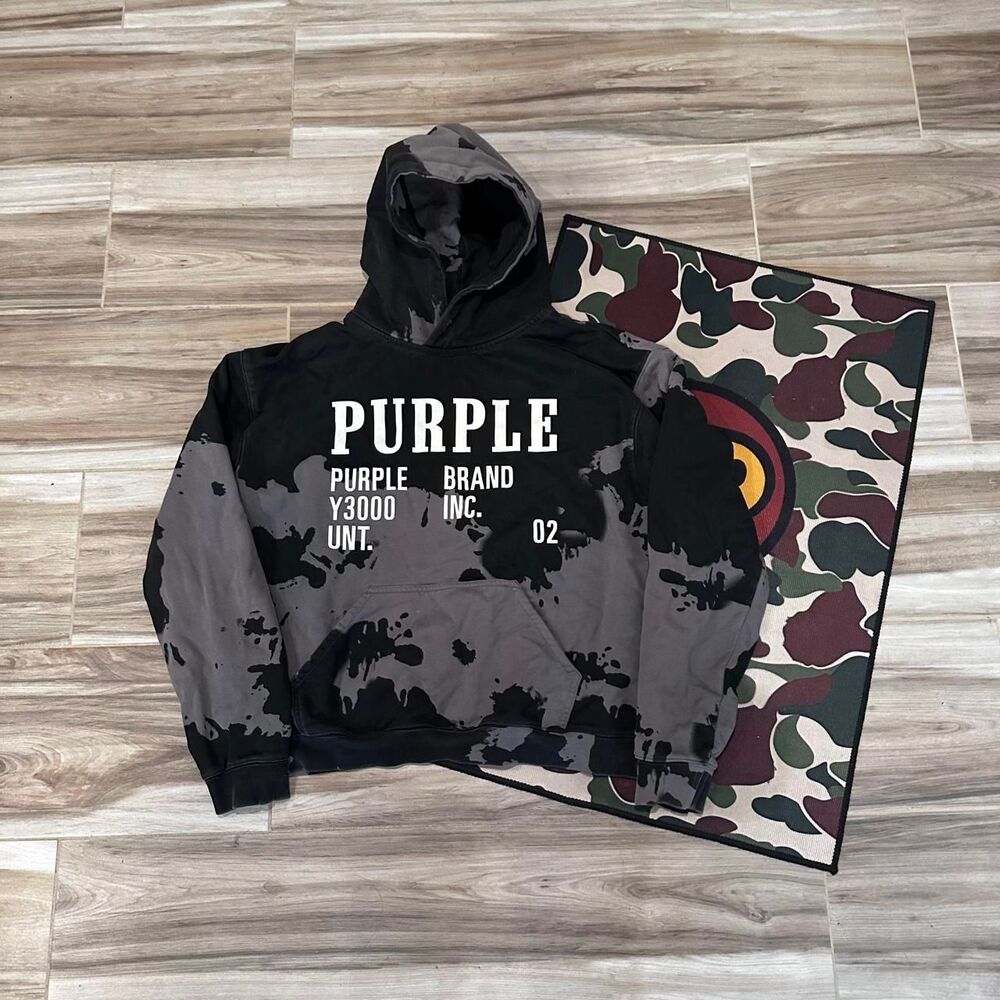 Purple Brand Y3000 Monument Black & Gray Bleached Hoodie